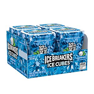 $6.40 S&S-Q ICE BREAKERS Ice Cubes Peppermint Sugar-Free Gum Bottles, 4 ct (40 count per)
