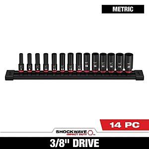 Milwaukee SHOCKWAVE 3/8 in. Drive Metric Deep Well 6 Point Impact Socket Set (14-Piece) $49.97