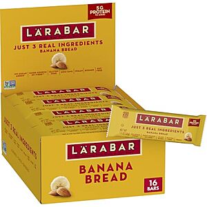 [SnS, AC] $9.74 | 16-Pack 1.6-Oz LÄRABAR Gluten Free Vegan Fruit & Nut Bar (Banana Bread) at Amazon