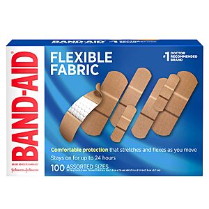 BAND-AID Brand Flexible Fabric Adhesive Bandages, Assorted Sizes, 100 Count - $5.19