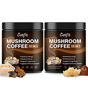 Catfit Instant Mushroom Coffee Powder- 2 Pack, 5.64 Ounce $15.72