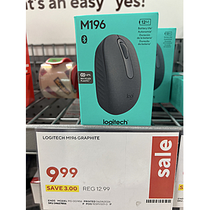 Logitech M196 Lightweight Bluetooth Wireless Ambidextrous Optical Mouse $9.99