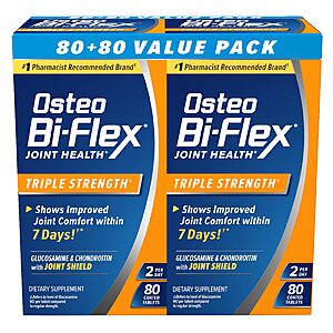 $26.20 S&S 160 ct Osteo Bi-Flex Triple Strength Glucosamine Chondroitin Supplement, (2 x 80 Ct)