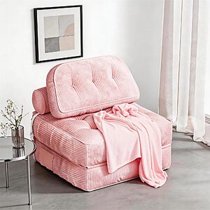 NESLAKO Folding Sofa Bed, Flannel Futon Couch Bed with Pillow and Blanket $37.99