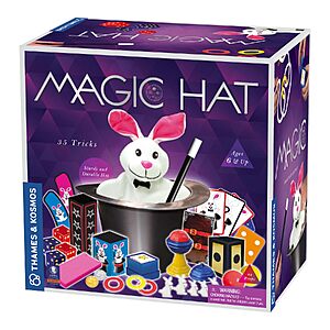 Thames & Kosmos Magic Hat | 35 Tricks Magic Set for Kids | 44 Props Including Sturdy Hat & Rabbit Puppet | Coin Box, Dice Tube, Rings, Rope, Cards & More | Ages 6+ $27.74