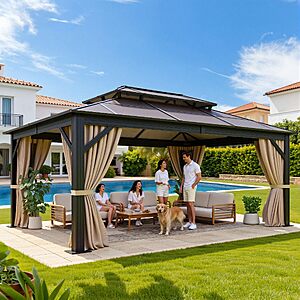 YITAHOME 12x16FT Polycarbonate Gazebo Double Roof Canopy $749.99