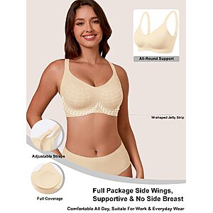 COCOMARTS Jelly Bras for Women No Underwire Seamless Push Up Bra,Nude,M $9.99