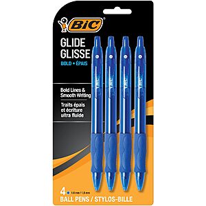 4-Count BIC Glide Bold Retractable Ballpoint Pens (Blue, 1.6mm) $2.82 w/ S&S + Free Shipping w/ Prime or on $35+