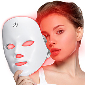 SUERBEATY Red Light Mask For Face, 7-1 Colors Red Light Face Mask, Facial Skincare At Home, Cordless, Portable and Rechargeable $20.63