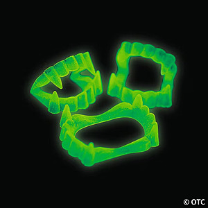 2 1/2" Bulk 72 Pc. Glow-in-the-Dark BPA-Free Plastic Fangs Vampire Teeth $4.99