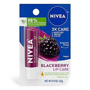 0.17-Oz NIVEA Blackberry Tinted Lip Balm w/ Shea Butter (Burgundy) $2.37 w/ S&S + Free Shipping w/ Prime or on $35+