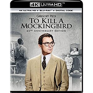 $12.99* | To Kill a Mockingbird: 60th Anniversary Edition (4K Ultra HD + Blu-ray + Digital 4K) at Amazon
