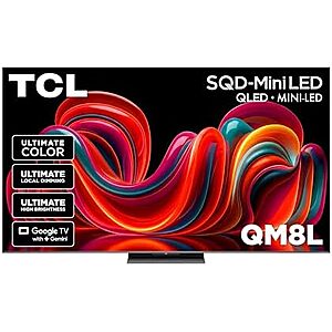 $2497.99 | TCL 85 Inch Class QM8L Series | SQD-Mini-LED QLED Smart TV | 85QM8L, 2026 Model + 10% Back w/ Prime Visa Card at Amazon