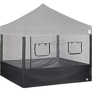 $104.30* | 10' x 10' E-Z UP Food Booth Sidewall Kit w/ 2 Roll-Up Serving Windows (Set of 4, Black) at Amazon