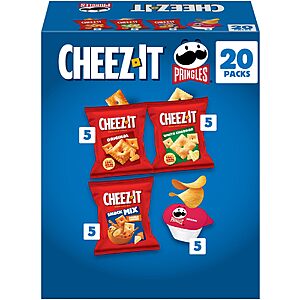 $6.87: Cheez-It, Pringles Variety Pack Snacks, Lunch Snacks, Family Size (20 Packs) at Amazon