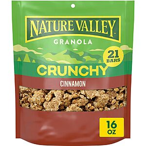 Nature Valley Crunchy Cinnamon or Oats And Honey Granola, Resealable Pouch, 16 oz $3.51 or less