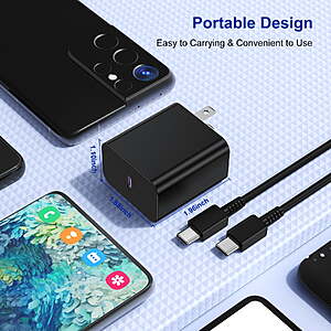 $14 FS Walmart+ Seller: 2 Pack 45W USB-C Super Fast Charger 6FT Type C Charger Cable Cord Fast Charging Android Phone Wall Charger Block