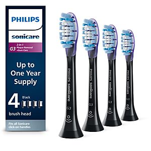 Philips Sonicare G3 Two-in-One Brush Heads, 4-Pack, 1 Year Supply, Black $44.96
