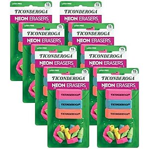 8-Pack 15-Count Ticonderoga Neon Erasers (120 Total) $6.02 + Free Shipping w/ Prime or on $35+
