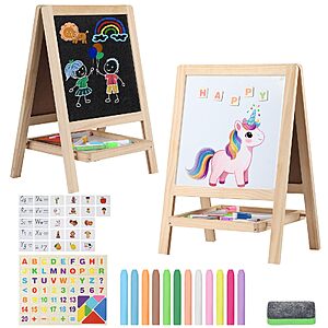 Kileubuto Kids 4-in-1 Double-Sided Drawing Board/Tabletop Painting Wooden Art Easel   $14.99 + Free Shipping w/ Prime or on $35+