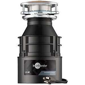 [Resale] $55.45 | InSinkErator Badger 5 Garbage Disposal with Power Cord, Badger Series 1/2 HP Continuous Feed Food Waste Disposer (Used - Like New) at Amazon