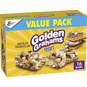 Golden Grahams S'mores Cereal Treat Bars, Value Pack, 16 ct, 16.96 oz $4.08 With Full S&S Discount