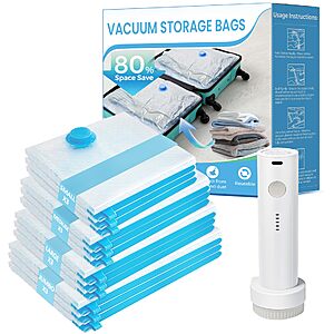 12-Pack ANBIUX Vacuum Storage Bags w/ Cordless USB-C Rechargeable Air Pump $14.29 + Free Shipping w/ Prime or on $35+