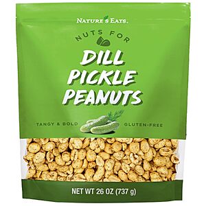 Nature’s Eats Dill Pickle Peanuts 26 Oz - Tangy Dill Pickle Flavor - Crunchy Seasoned Peanuts - Savory Snack Nuts~$6.04 @ Amazon