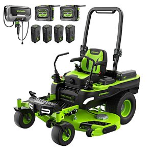 Greenworks 80V 60" CROSSOVERZ Zero Turn Lawn Mower, (2) 16.0Ah and (4) 8.0Ah Batteries and (1500W) Charger $5499.99