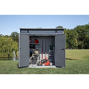 Sojag 8' x 5' Denali Outdoor Lockable Steel Storage Building with Windows, Anthracite $465.12