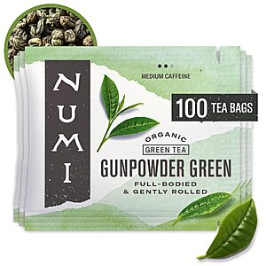 Numi Organic Gunpowder Green Tea, 100 Green Tea Bags $19.8