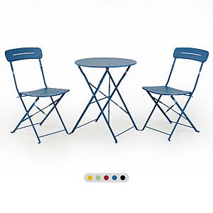 GRANDPATIO 3-Piece Foldable Bistro Set with Round Table, All-Weather Steel Frame, No Assembly, Multi-Color Outdoor Patio Furniture for Garden/Beach, Peacock Blue $59.99