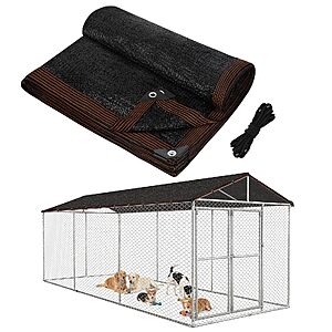 MEWTOGO 95% High Density Dog Kennel Shade Cover - 10x20ft Mesh Shade Cloth $20.99