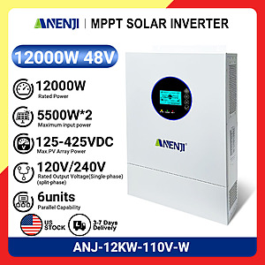 ANENJI 120V/220V 12KW 48V Hybrid Split Solar Charger Inverter w/ Built-In 200A Parallel Solar Charging Control $826.40 + Free Shipping