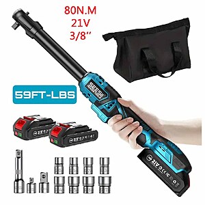 SEESII 6.3" Extended 21V 3/8" Cordless Ratchet Wrench w/ 2-Pack Batteries & Charger $48.15 + Free Shipping