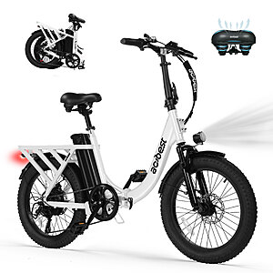 Actbest Mars 1200W 48V Folding Electric Bike (White) $346.19 & More + Free Shipping