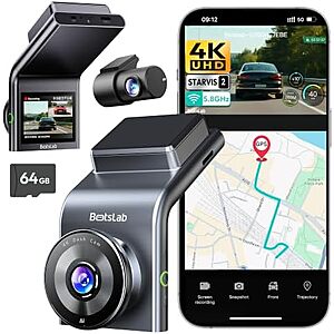 $89.99* | BOTSLAB G300 Plus 4K Front & FHD Rear STARVIS 2 Dual Dash Cam w/ 64GB microSD at Amazon