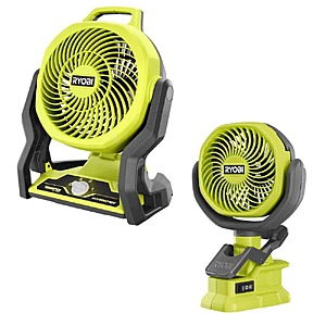 RYOBI ONE+ 18V Cordless Hybrid WHISPER SERIES 7-1/2 in. Fan with ONE+ 18V Cordless 4 in. Clamp Fan (Tools Only) $49.97