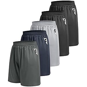 $17.99* | 5-Pk BOOJO Athletic Gym Men's Shorts w/ Pockets (Large Only) at Amazon