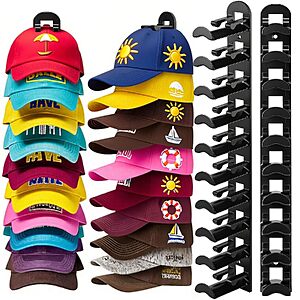 2-Pack Yonsya 20-Cap Wall Hat Rack Organizer (Black) $4.98 + Free Shipping w/ Prime or on $35+