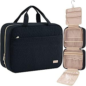 $9.99* | 7.9L NISHEL Women's Travel Hanging Toiletry Bag (Black) at Amazon