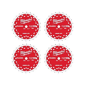 Milwaukee 7-1/4 in. x 24-Tooth Framing Circular Saw Blades (4-Pack) $24.97