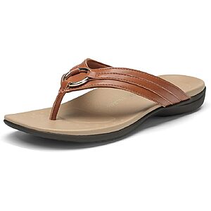 DREAM PAIRS Women's Orthotic Arch Support Flip Flops for Women (Brown, White) $9.49 + Free Shipping w/ Prime or on $35+
