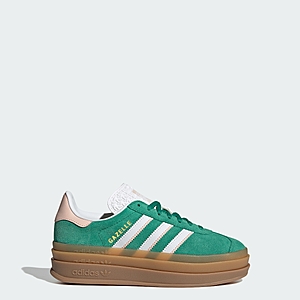 $35: adidas kids Gazelle Bold Shoes(Bold Green/Cloud White/Gold Metallic, 4.5/5/5.5/6.5/7) at ebay