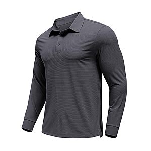 PINSPARK Mens Golf Polo Shirts Quick Dry Polo Shirts for Men Long Sleeve $8.99