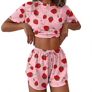 Ekouaer Womens Pajama Sets Sexy Side Split Shorts Lounge Pjs Set $9.99