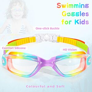 Freela Kids Swim Goggles, 2 Packs Swimming Goggles for Kids 3-14, Anti Fog UV Protection No Leaking $5.99