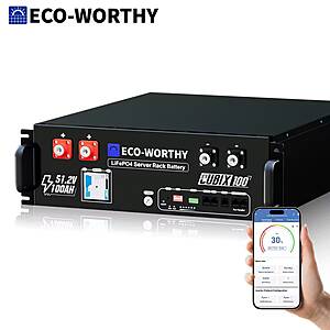 ECO-WORTHY 48V 100Ah LiFePO4 Lithium Battery W/Bluetooth UL1973 $602.90 + Free Shipping