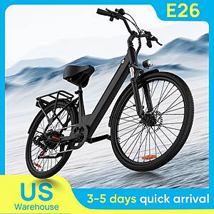 URLIFE E26 750W 48V 10.4Ah E-Bike Commuter 26x2" 7-Speeds black $284.7 + Free Shipping