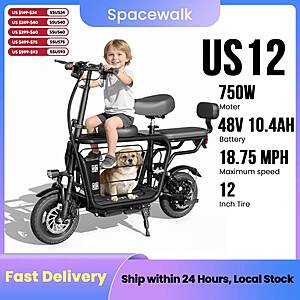 Eilleo Spacewalk US12 750W 48V 10.4Ah Electric Scooter $297 + Free Shipping